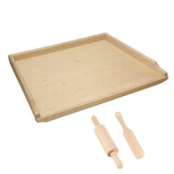 Backbrett Teigbrett Nudelbrett Arbeitsplatte Schneidebrett Küchenbrett 70x50cm + Nudelholz und Küchenspatel
