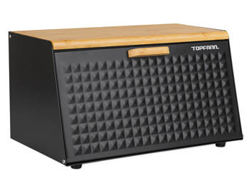 Brotkasten Brotkorb Brotbox Bambus Groß Brotbehälter Brotdose Schwarz Metall