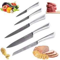 Küchenmesser Set 5-teilig Edelstahl, Kochmesser Brotmesser Allzweckmesser Schälmesser Küche Kochen