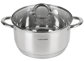 Edelstahl Kochtopf mit Glasdeckel Topf Suppentopf Universaltopf Induktion Groß 20cm