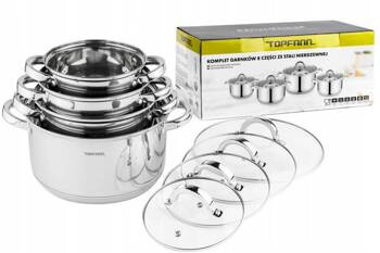 8 Teilig Edelstahl Induktion Topfset Topf Töpfe Kochtopf Glasdeckel Kochtopfset